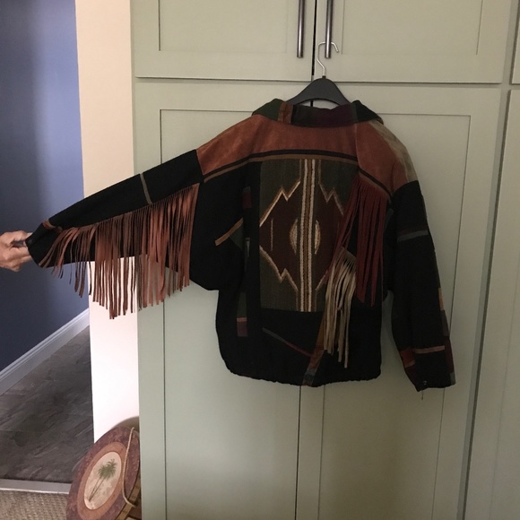 Wool coat with leather accent and trim - Picture 2 of 2